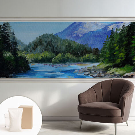 Papier peint intissé mural avec imprimé pour décoration pour salon pour chambre à coucher pour entrée Paysage de montagne 250x104 cm