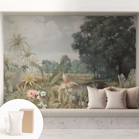 Papier peint intissé mural avec imprimé pour décoration pour salon pour chambre à coucher pour entrée Paysage exotique 208x146 cm