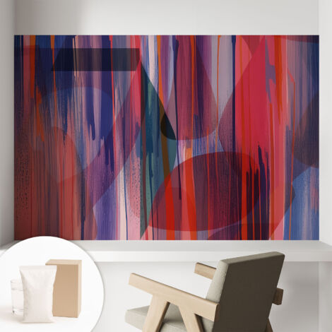 Papier peint intissé mural avec imprimé pour décoration pour salon pour chambre à coucher pour entrée Rayures arc-en-ciel 104x70 cm
