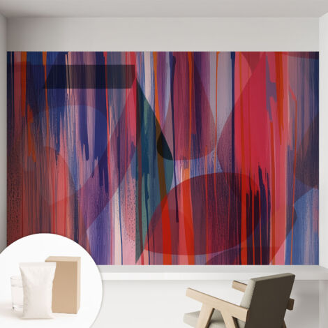 Papier peint intissé mural avec imprimé pour décoration pour salon pour chambre à coucher pour entrée Rayures arc-en-ciel 152x104 cm