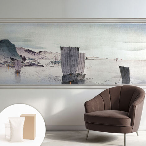 Papier peint intissé mural avec imprimé pour décoration pour salon pour chambre à coucher pour entrée Scène maritime 250x104 cm