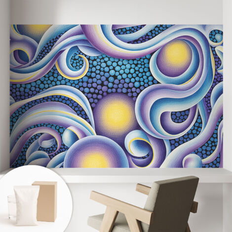 Papier peint intissé mural avec imprimé pour décoration pour salon pour chambre à coucher pour entrée Tourbillons colorés 104x70 cm