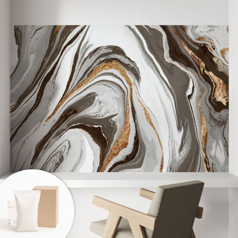 Papier peint intissé mural avec imprimé pour décoration pour salon pour chambre à coucher pour entrée Tourbillons marbrés 104x70 cm