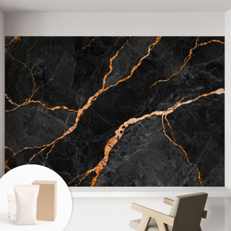 Papier peint intissé mural avec imprimé pour décoration pour salon pour chambre à coucher pour entrée Veines marbrées 152x104 cm
