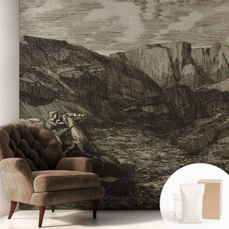 Papier peint intissé mural avec imprimé pour décoration pour salon pour chambre à coucher pour entrée Voyage en montagne 250x250 cm