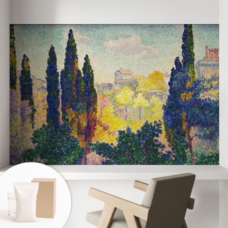 Papier peint intissé mural classique avec imprimé motifs décoratifs design élégant non‑tissé Paysages impressionnistes 104x70 cm