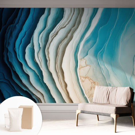 Papier peint intissé mural classique avec imprimé motifs décoratifs design élégant non‑tissé Vagues d'harmonie 312x219 cm