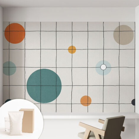 Papier peint intissé mural installation rapide du papier peint durable et résistante - Colle incluse gratuite Cercles colorés 152x104 cm