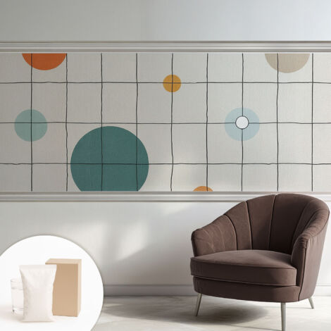 Papier peint intissé mural installation rapide du papier peint durable et résistante - Colle incluse gratuite Cercles colorés 250x104 cm