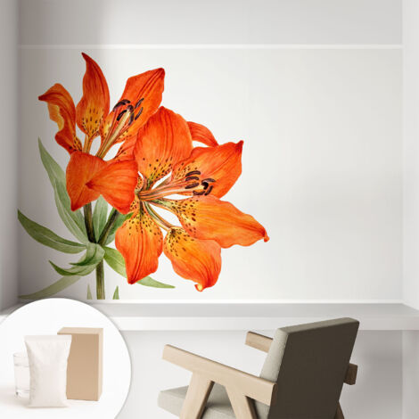 Papier peint intissé mural installation rapide du papier peint durable et résistante - Colle incluse gratuite Lys orange 104x70 cm