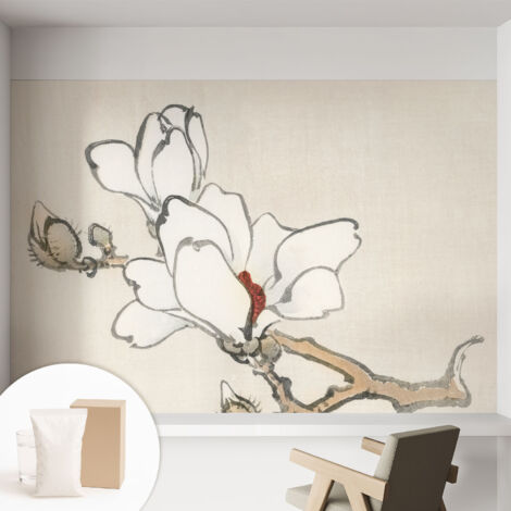Papier peint intissé mural installation rapide du papier peint durable et résistante - Colle incluse gratuite Magnolias délicats 152x104 cm