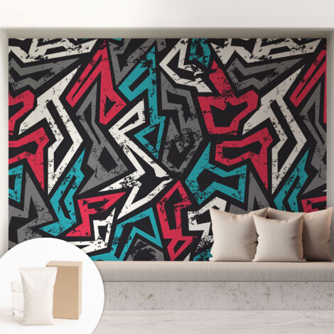 Papier peint intissé mural installation rapide du papier peint durable et résistante - Colle incluse gratuite Mosaïque abstraite 208x146 cm