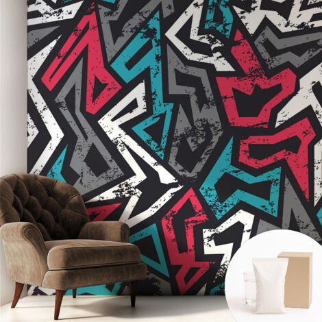 Papier peint intissé mural installation rapide du papier peint durable et résistante - Colle incluse gratuite Mosaïque abstraite 250x250 cm