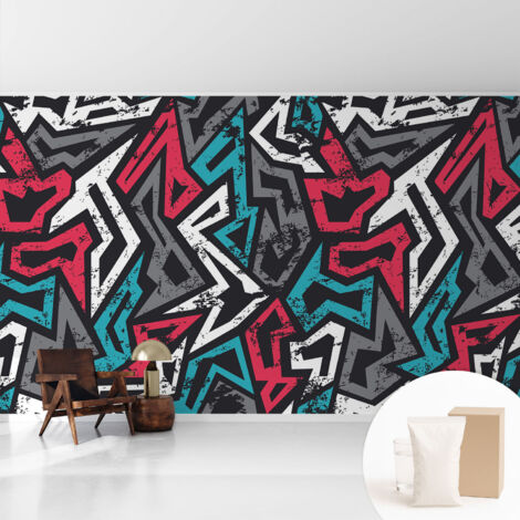 Papier peint intissé mural installation rapide du papier peint durable et résistante - Colle incluse gratuite Mosaïque abstraite 416x254 cm
