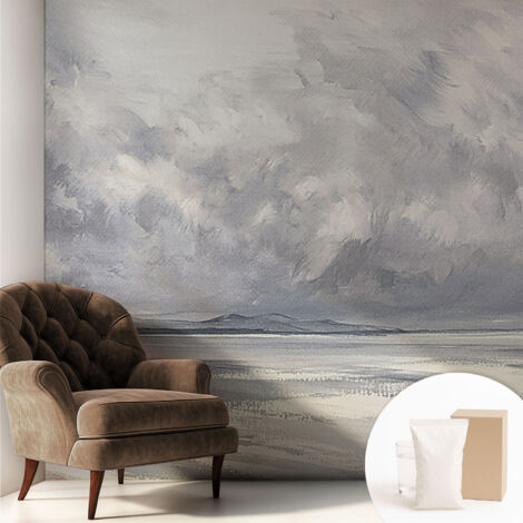 Papier peint intissé mural installation rapide du papier peint durable et résistante - Colle incluse gratuite Orage à l'horizon 250x250 cm