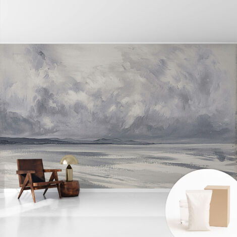 Papier peint intissé mural installation rapide du papier peint durable et résistante - Colle incluse gratuite Orage à l'horizon 416x254 cm
