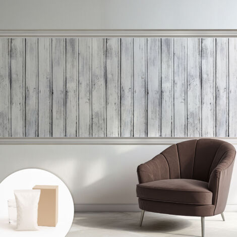 Papier peint intissé mural installation rapide du papier peint durable et résistante - Colle incluse gratuite Planches de bois 250x104 cm