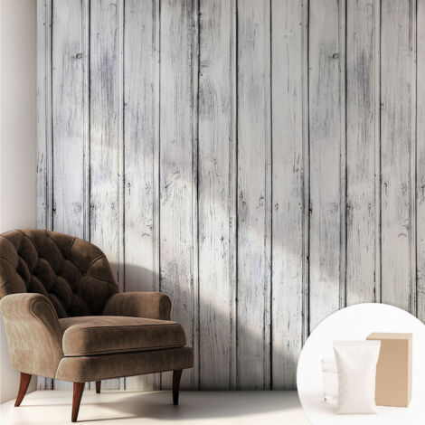 Papier peint intissé mural installation rapide du papier peint durable et résistante - Colle incluse gratuite Planches de bois 250x250 cm