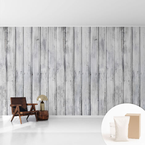 Papier peint intissé mural installation rapide du papier peint durable et résistante - Colle incluse gratuite Planches de bois 416x254 cm