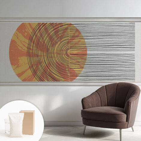 Papier peint intissé mural pour salon chambre à coucher tendance et originale - Colle incluse gratuite Cercle avec des lignes 250x104 cm