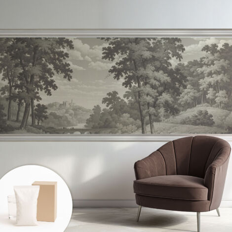 Papier peint intissé mural pour salon chambre à coucher tendance et originale - Colle incluse gratuite Château et pont 250x104 cm
