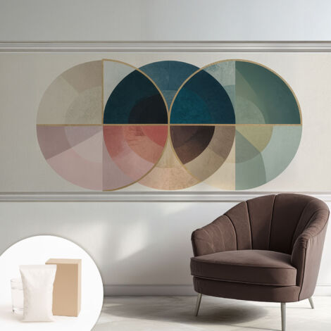 Papier peint intissé mural pour salon chambre à coucher tendance et originale - Colle incluse gratuite Élégance géométrique 250x104 cm