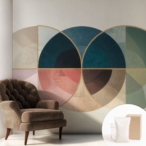 Papier peint intissé mural pour salon chambre à coucher tendance et originale - Colle incluse gratuite Élégance géométrique 250x250 cm