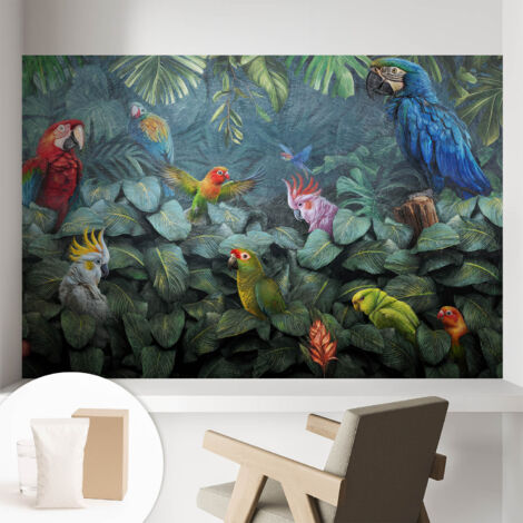 Papier peint intissé mural pour salon chambre à coucher tendance et originale - Colle incluse gratuite Jungle exotique 104x70 cm