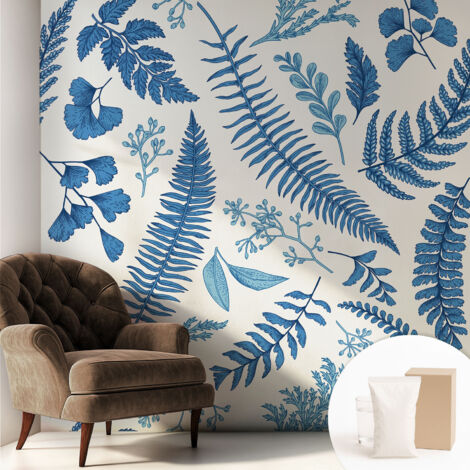 Papier peint intissé mural pour salon chambre à coucher tendance et originale - Colle incluse gratuite Motifs botaniques 250x250 cm