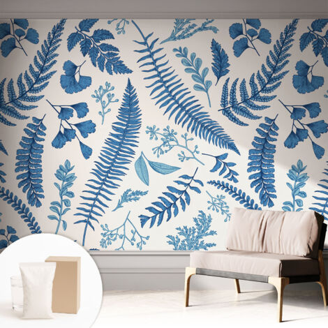 Papier peint intissé mural pour salon chambre à coucher tendance et originale - Colle incluse gratuite Motifs botaniques 312x219 cm