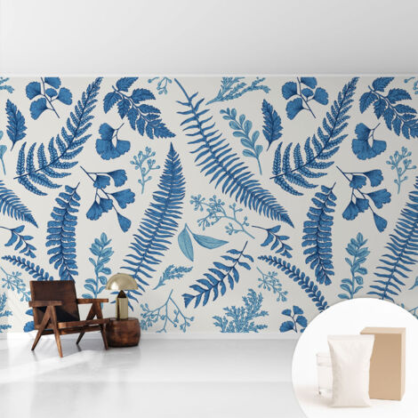 Papier peint intissé mural pour salon chambre à coucher tendance et originale - Colle incluse gratuite Motifs botaniques 416x254 cm
