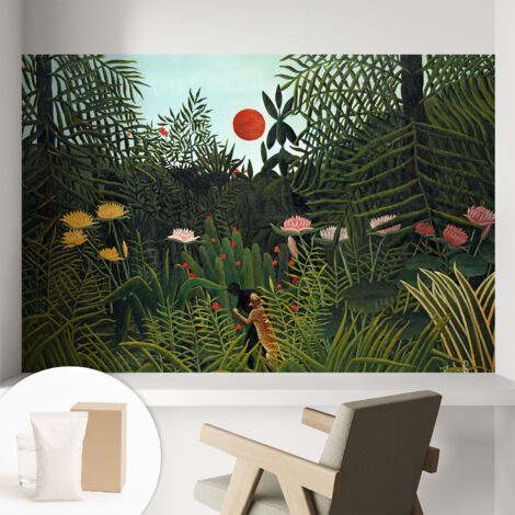 Papier peint intissé mural pour salon chambre à coucher tendance et originale - Colle incluse gratuite Paysage exotique 104x70 cm
