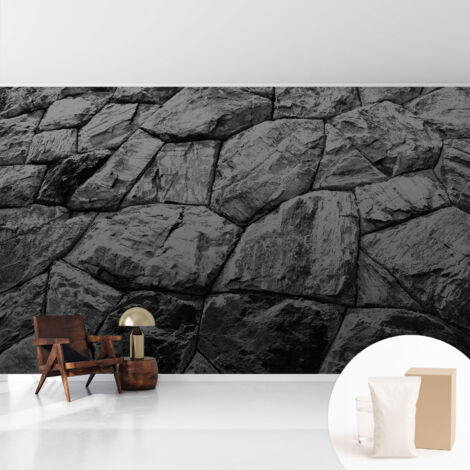 Papier peint intissé mural pour salon chambre à coucher tendance et originale - Colle incluse gratuite Textures de pierre 416x254 cm