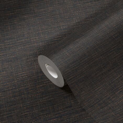 Papier peint intissé noir et marron Tapisserie tendance effet tressage Papier peint éthnique idéal pour chambre et salon