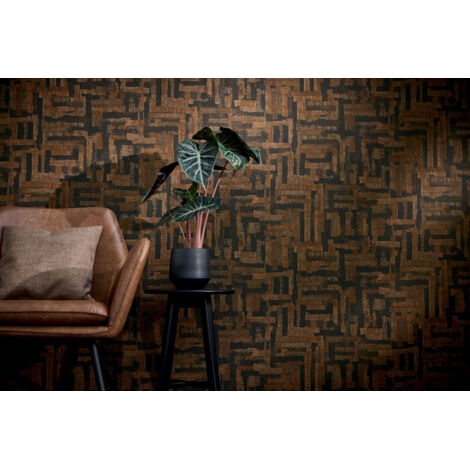 Papier peint intissé Oriental Marron, Noir - 10,05 x 0,53 m