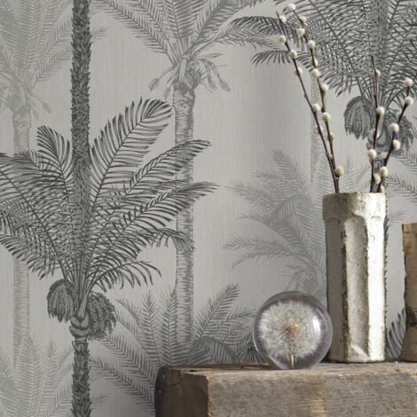 Papier peint intissé Palmiers Exotiques 1005 x 52cm Gris