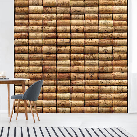 Papier peint intissé panoramique 250 cm X 250 cm, Collection de bouchons en liège, Photo rustique