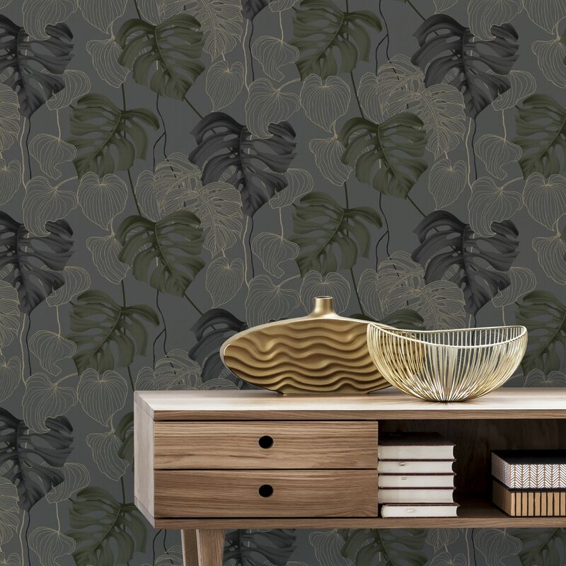 Papier peint intissé Paradiso Feuillage 1005 x 52cm Gris