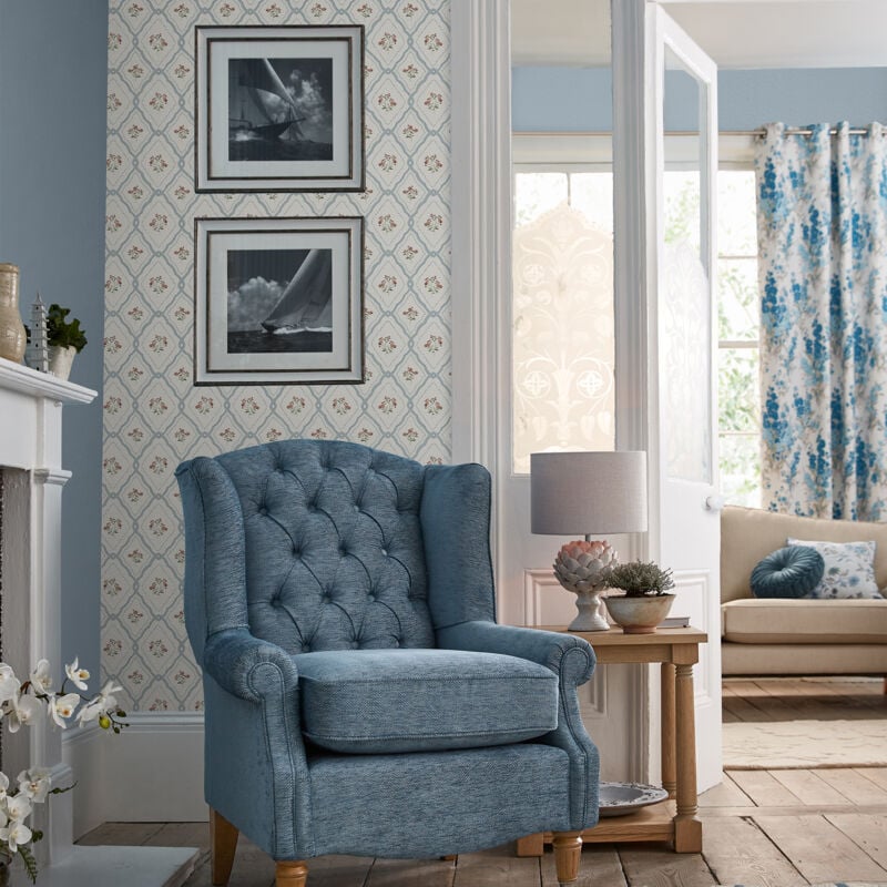 Papier peint intissé Laura Ashley Pinford Trellis Pale Seaspray 1005 x 52cm Multicolore