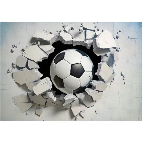 Papier peint intissé pour garçons avec motif football 3D, facile à poser – 150 x 105 cm Wallarena