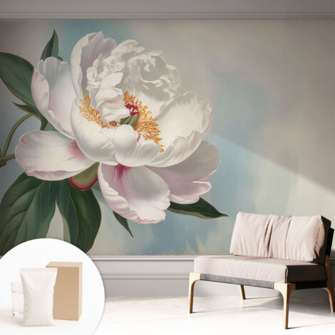 Papier peint intissé pour salon chambre à coucher peint imprimé Installation facile - Colle incluse gratuite Belle pivoine 312x219 cm