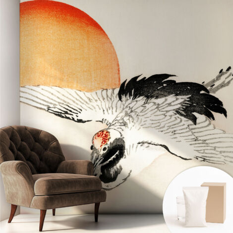 Papier peint intissé pour salon chambre à coucher peint imprimé Installation facile - Colle incluse gratuite Grue élégante 250x250 cm