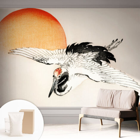 Papier peint intissé pour salon chambre à coucher peint imprimé Installation facile - Colle incluse gratuite Grue élégante 312x219 cm