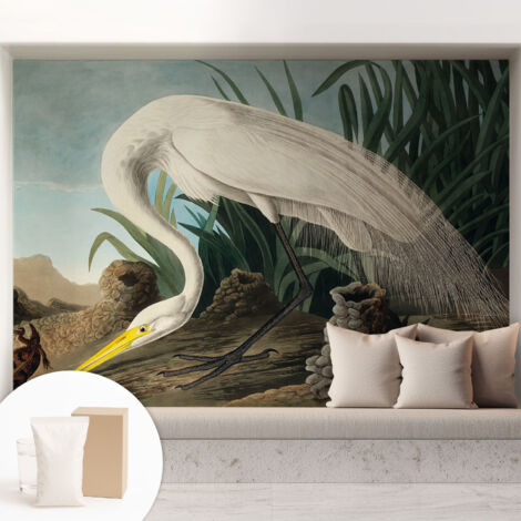 Papier peint intissé pour salon chambre à coucher peint imprimé Installation facile - Colle incluse gratuite Héron majestueux 208x146 cm