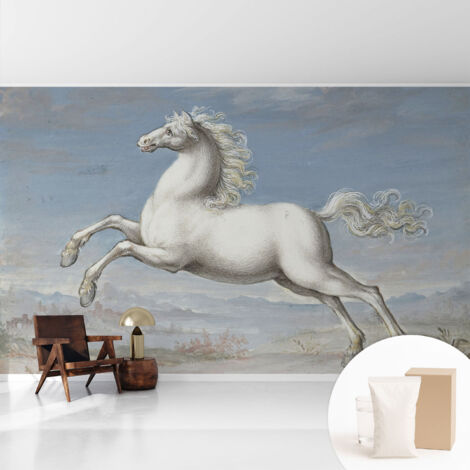 Papier peint intissé pour salon chambre à coucher peint imprimé pour mur - Colle incluse gratuite Chevaux au galop 416x254 cm