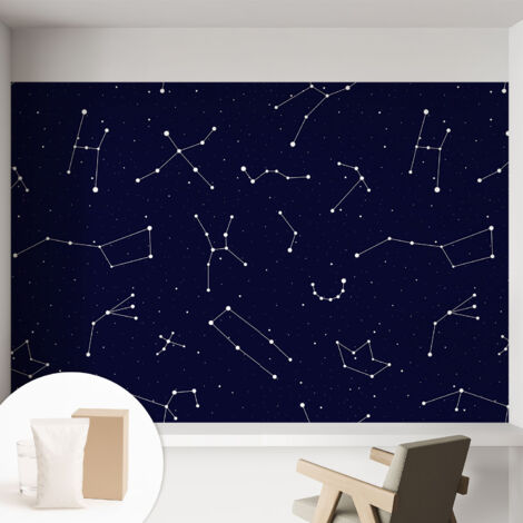 Papier peint intissé pour salon chambre à coucher peint imprimé pour mur - Colle incluse gratuite Ciel étoilé 152x104 cm