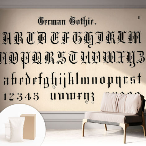 Papier peint intissé pour salon chambre à coucher peint imprimé pour mur - Colle incluse gratuite Lettres gothiques 312x219 cm