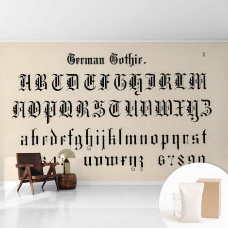 Papier peint intissé pour salon chambre à coucher peint imprimé pour mur - Colle incluse gratuite Lettres gothiques 416x254 cm
