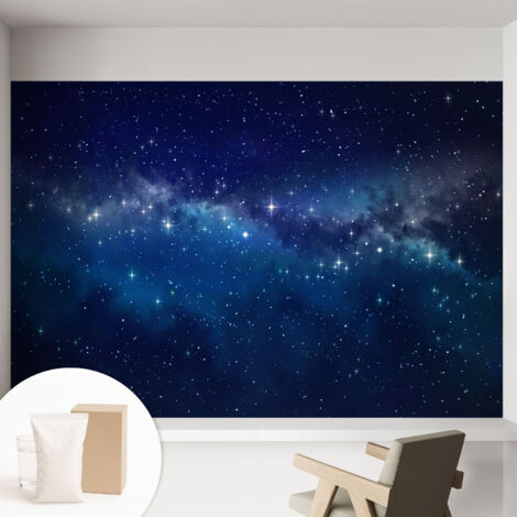 Papier peint intissé pour salon chambre à coucher peint imprimé pour mur - Colle incluse gratuite Nuit étoilée 152x104 cm