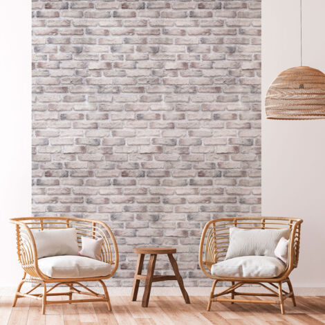Papier peint intissé pré-encollé - BRIQUES GRISES CLAIRES - 1 rouleau de 300x60cm